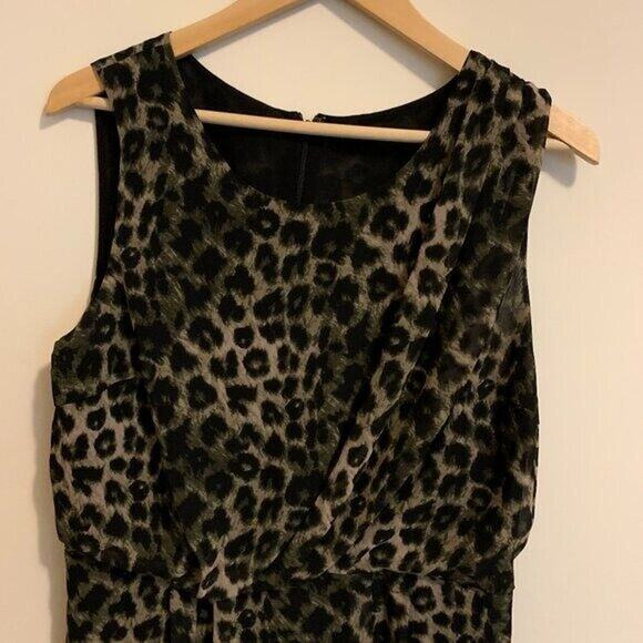 APT 9 Womens Size 12 Dress Chiffon Leopard Print Zipper Back Knee Length - Picture 4 of 7